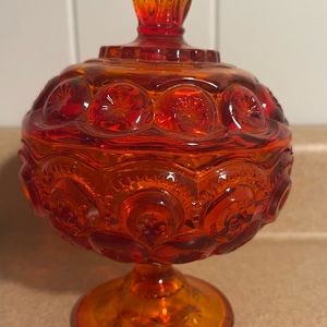 Vintage Moon and Star Glass Candy Dish in Amberina!